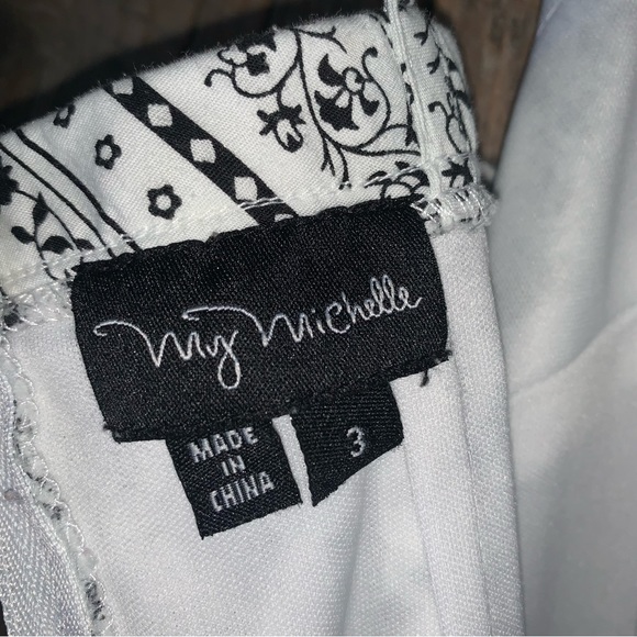 Women’s 3 Vintage MY MICHELLE White Black Floral Spaghetti Strap Sundress EXC - Picture 16 of 16